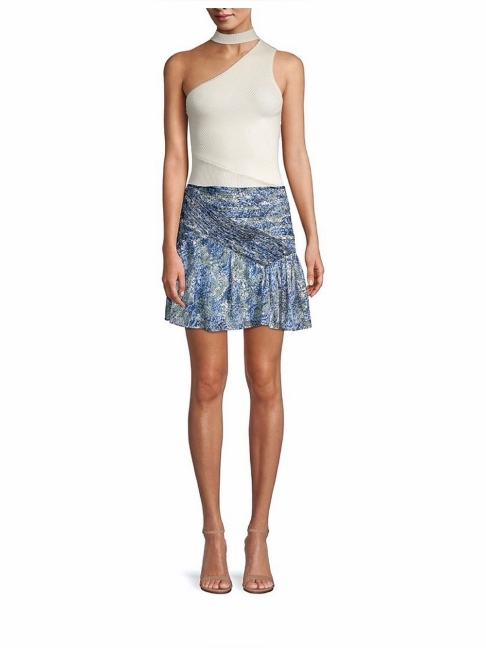 Ramy Brook Shari Printed Silk Mini Skirt, Navy Blue Combo Color, NWT, size 8